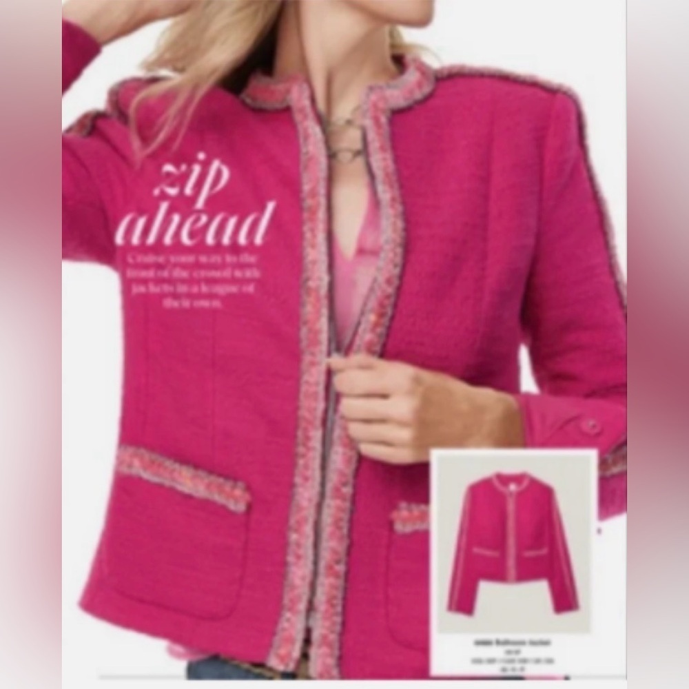 CAbi Ballroom Tweed Jacket Fuchsia Large - Picture 10 of 10